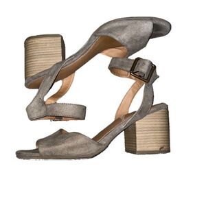 Suede Open Toe Sandal Heels - Taupe